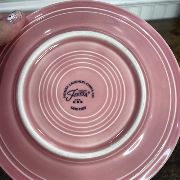 Fiesta Retired Rose Pink Dinner Plate Salad Plate Cereal Bowl Set Vintage 90s - Picture 5 of 9